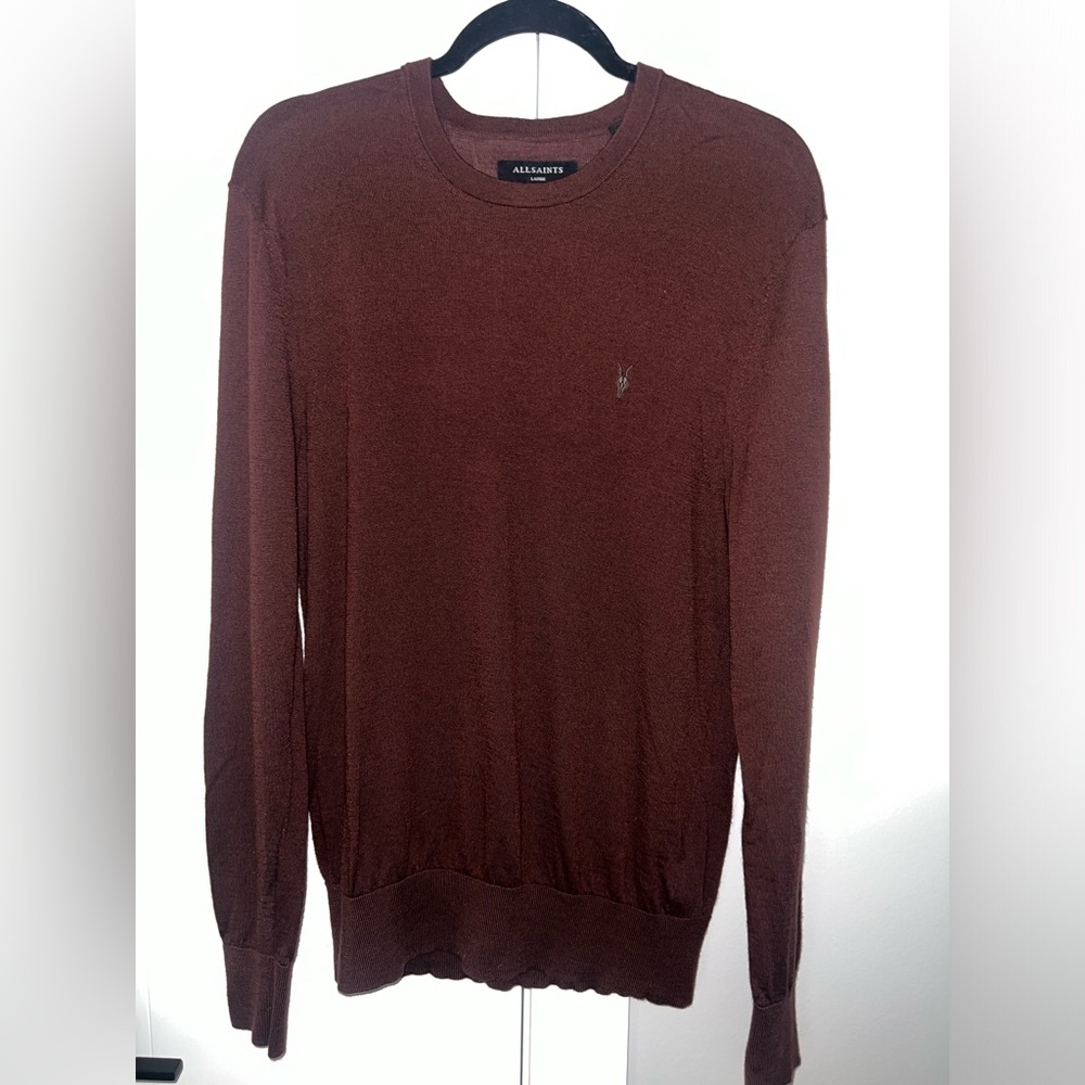 AllSaints Mode Slim Fit Wool Sweater | Men’s Large | Maroon